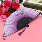 Összecsukható kézlegyező esküvői parti Ajándék tánckellékek Otthoni irodai dekoráció (lila)