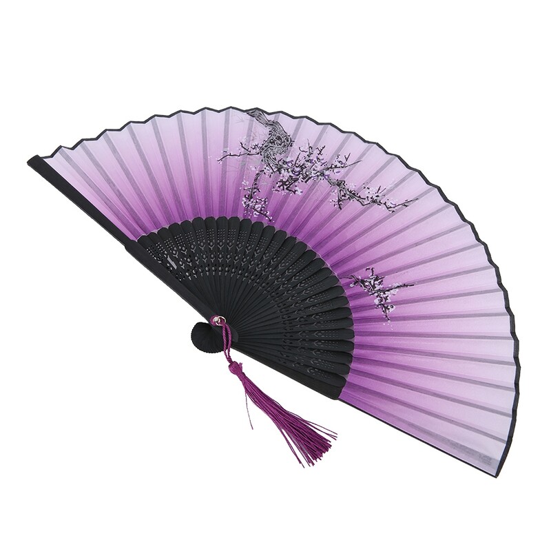 Összecsukható kézlegyező esküvői parti Ajándék tánckellékek Otthoni irodai dekoráció (lila)