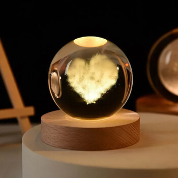 6cm 3D κρυστάλλινη σφαίρα Crystal Planet Night Light Χάραξη με λέιζερ ηλιακό σύστημα Globe Astronomy Δώρο γενεθλίων Διακόσμηση επιφάνειας εργασίας σπιτιού