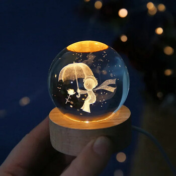 6cm 3D κρυστάλλινη σφαίρα Crystal Planet Night Light Χάραξη με λέιζερ ηλιακό σύστημα Globe Astronomy Δώρο γενεθλίων Διακόσμηση επιφάνειας εργασίας σπιτιού