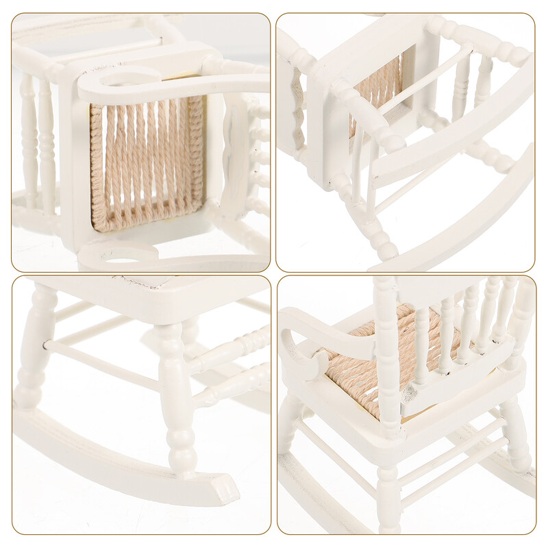 Miniatúrne stavebnice pre bábiky, vysoké hračky, drevený hojdací nábytok, biely 1/12, bábätko