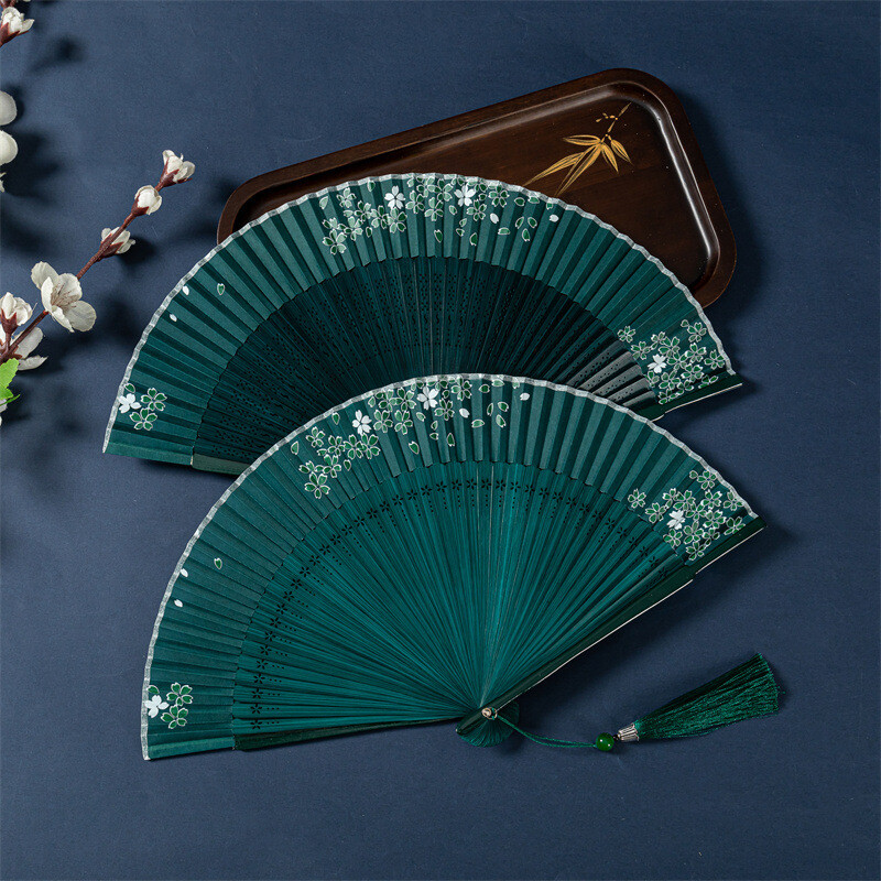 Retro šilko sulankstomas ventiliatorius moterims Kinų japonų stiliaus menas amatai Dovanos šokiai Rankų ventiliatorius Bambuko kambario dekoras Mediena Vasarinis aušinimo ventiliatorius