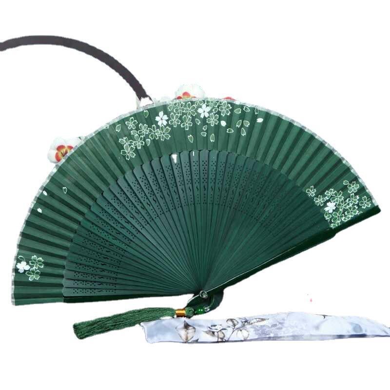 Retro šilko sulankstomas ventiliatorius moterims Kinų japonų stiliaus menas amatai Dovanos šokiai Rankų ventiliatorius Bambuko kambario dekoras Mediena Vasarinis aušinimo ventiliatorius