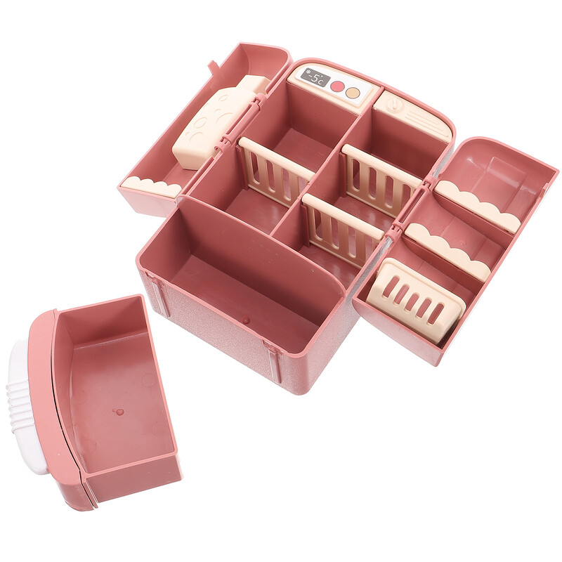 Frigider Ușă dublă Miniaturi Frigider Jucărie 1/12 Casă de păpuși Mobilier Cameră Lucruri Bej Copil