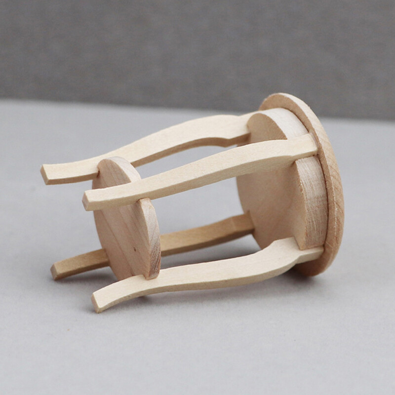 Scaun din lemn simulat 1/12 Jucărie pentru sufragerie Accesorii pentru casă de păpuși Mini Mobilier pentru casă de păpuși Jucărie pentru copii în miniatură