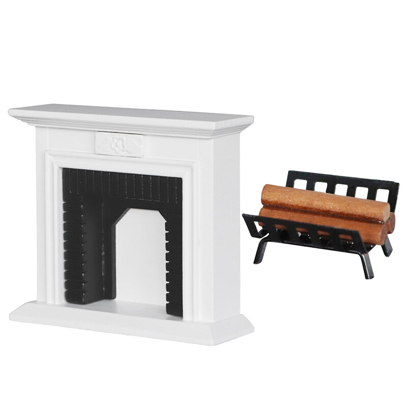 Játékbútor modell Mini kandalló tűzifa gyerek egyszerű 1:12 háztartási dísz, fa szoba dekoráció miniatűr mikro jelenet
