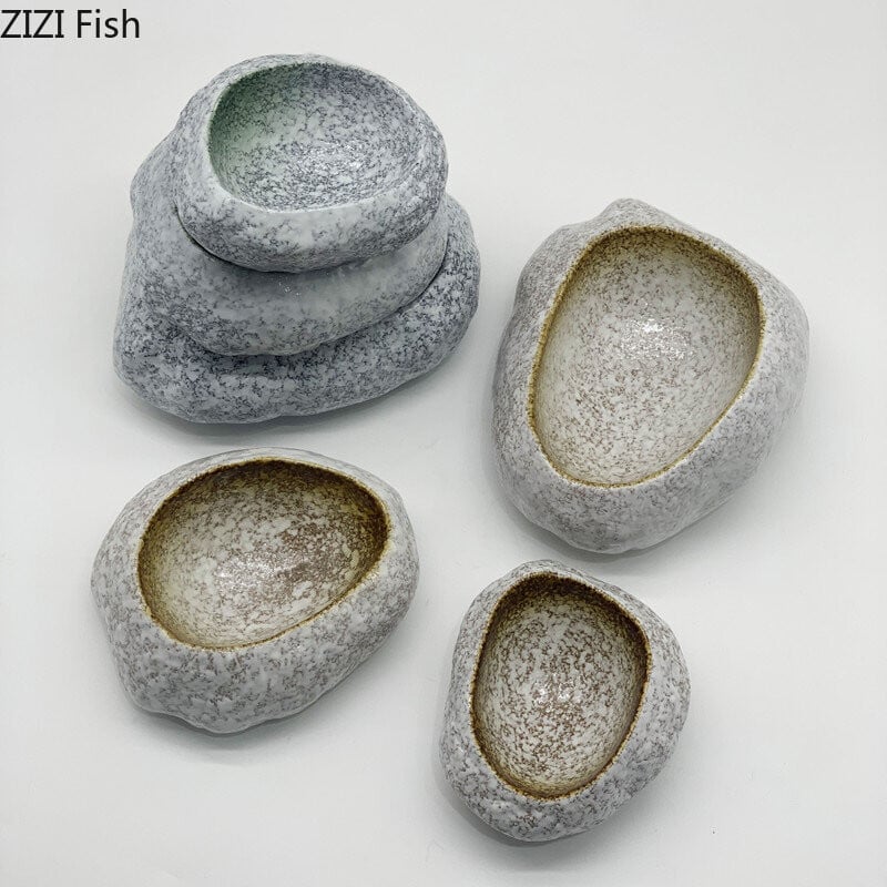 Japoniškas kūrybingas akmens dubuo Keraminiai stalo reikmenys Restoranas Sashimi Sushi lėkštė Maisto dekoravimas Desertinis dubuo namų virtuvės dubuo