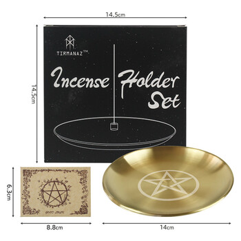 Pagan Ritual Tray Altar Pentagram Plate Crystal Stone Ράφια Θήκη κεριών Θυμιατήρι Διακόσμηση σπιτιού Αξεσουάρ μάγισσα Δώρο