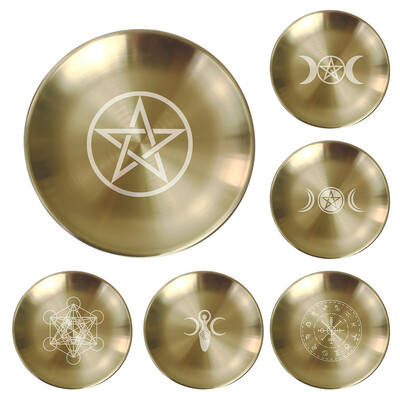 Pogány rituális tálca oltár Pentagram tányér kristálykő polcok gyertyatartó füstölő lakberendezési kiegészítők boszorkány ajándék