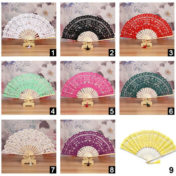 Retro Palace Lace Folding Fan Handmade Bamboo Dance Fan Wedding Party Photography Props Διακοσμητικά για το σπίτι