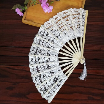 Retro Palace Lace Folding Fan Handmade Bamboo Dance Fan Wedding Party Photography Props Διακοσμητικά για το σπίτι