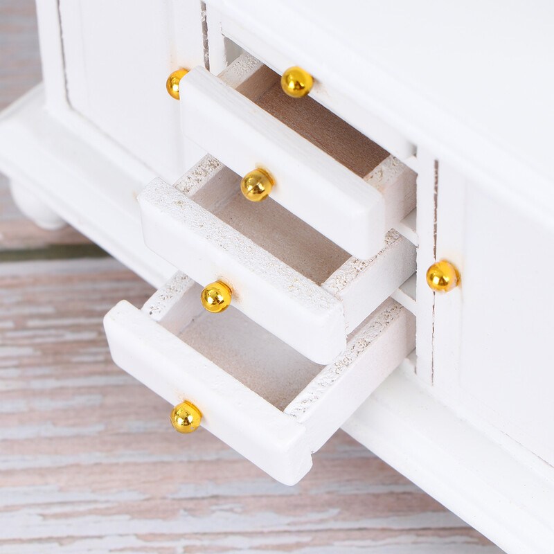 1/12 mini namas Miniatiūriniai baldai Medinė spintelė knygų spinta (balta) mini namo baldai mini namų knygų spinta