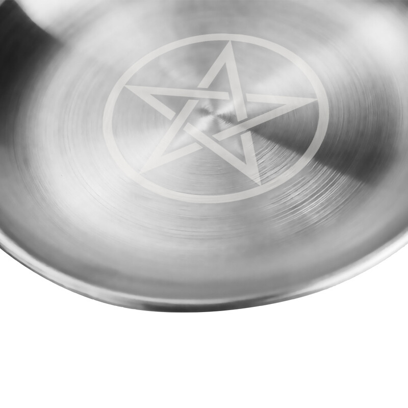 Wicca pentagram oltárna sviečka kadidlo astrológia mesiac hviezdna fáza strieborný držiak Metatron svietnik pentagram tanier šperky miska