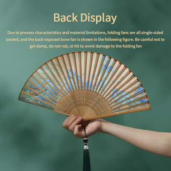 Folding Hand Rave Fan Satin Fabric Art Colorful Reflective Foldable Bamboo Fan Music Festival Fan Dance Fan with Tassels