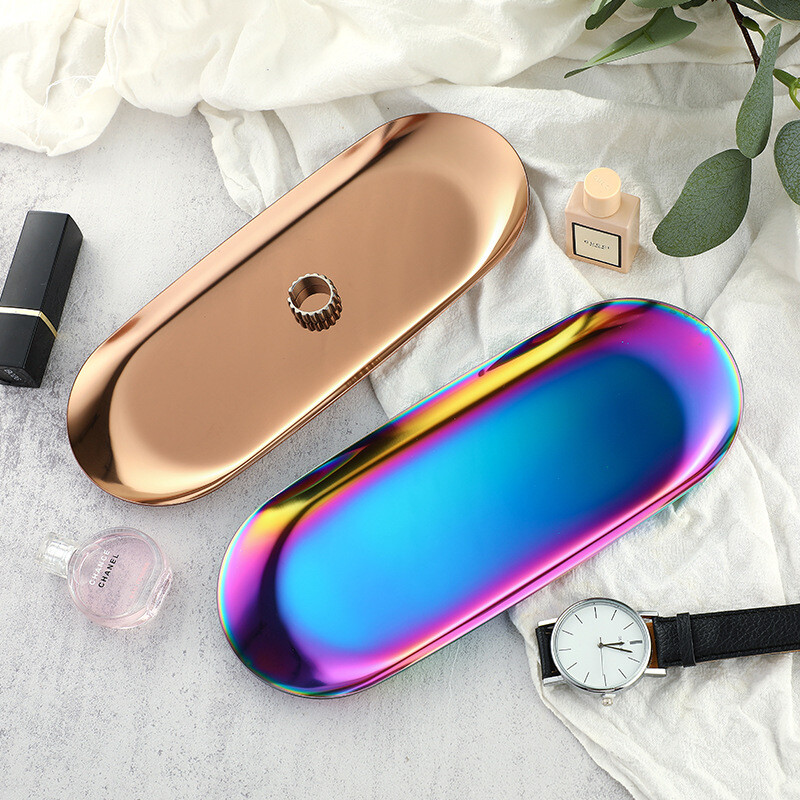 Šiuolaikinis paprastas metalinis nerūdijančio plieno laikymo padėklas papuošalų ekranas, šaudymo rekvizitai, smulkmenos, daugiafunkcinė dėžutė