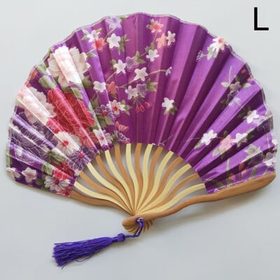 1 ks japonský štýl retro vejár v tvare mušle z hodvábnej látky bambusové skladacie vejáre svadobné ručné vejáre jednostranný kvet zakrivený vejárovitý