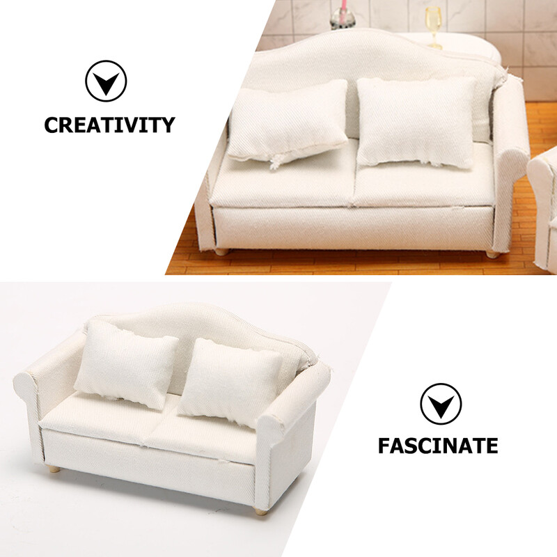 Babaház kanapé miniatűr kanapé modell babák 1 12 méretarányú bútor dekoráció figura tartozék szobor mikro jelenet