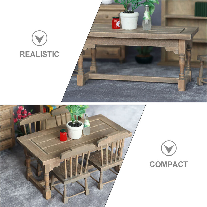 Rašomasis stalas Miniatiūriniai baldai Biuro namai Kavos staliukai Lėlių namelio ornamentas 1/ 12 Baldai Medinės lėlės