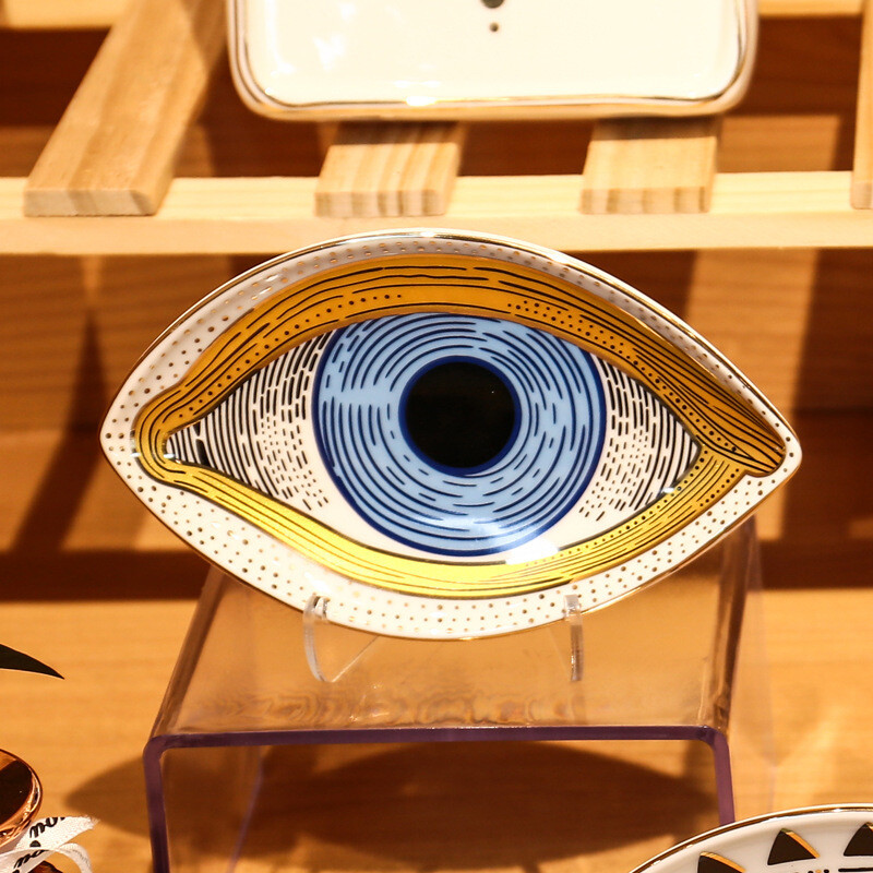 Dekoratívny tanier Türkiye Eye pre domácu dekoráciu, ozdoby, keramický úložný tanier na šperky, taniere, miska na cukríky