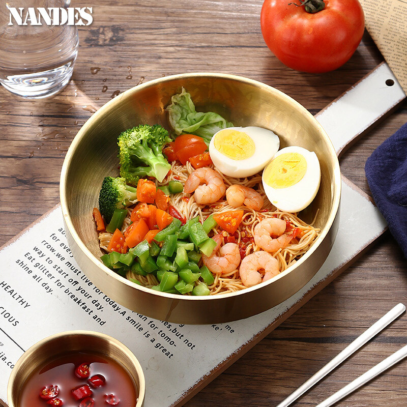 Kórejská dvojvrstvová miska na studené rezance z nehrdzavejúcej ocele 304, dvojitá stena, vákuová izolácia, japonská misa na ramen, šalátová misa, ovocná misa