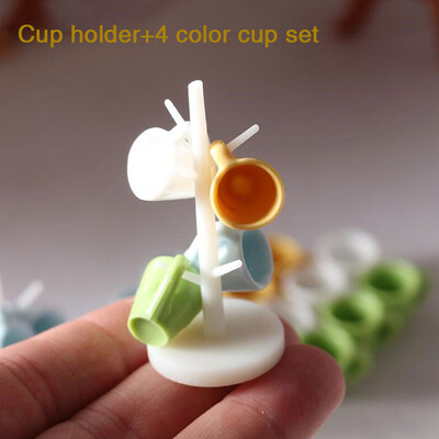 Babák Miniatűr kiegészítők Mini teáscsésze készlet állványos pohártartó Modell Pretend Play Konyhabútor Barbie Ob11 Dollhouse Deco számára