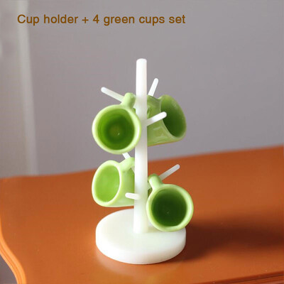 Babák Miniatűr kiegészítők Mini teáscsésze készlet állványos pohártartó Modell Pretend Play Konyhabútor Barbie Ob11 Dollhouse Deco számára