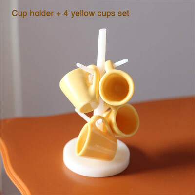 Babák Miniatűr kiegészítők Mini teáscsésze készlet állványos pohártartó Modell Pretend Play Konyhabútor Barbie Ob11 Dollhouse Deco számára