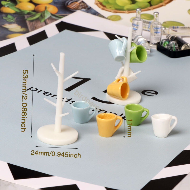 Babák Miniatűr kiegészítők Mini teáscsésze készlet állványos pohártartó Modell Pretend Play Konyhabútor Barbie Ob11 Dollhouse Deco számára