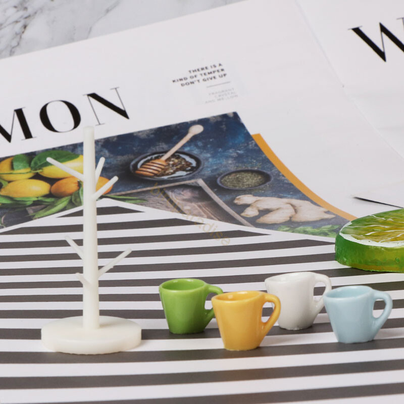 Babák Miniatűr kiegészítők Mini teáscsésze készlet állványos pohártartó Modell Pretend Play Konyhabútor Barbie Ob11 Dollhouse Deco számára