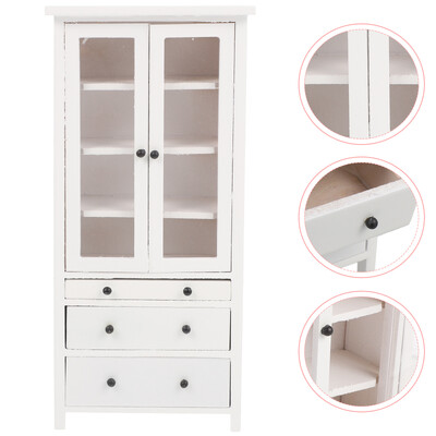 Játékok Dekoráció Házmodell Mini Bútor Miniatűr Szekrény és Kiegészítők 1/12 Babaház Fehér Konyha Miniatűrök