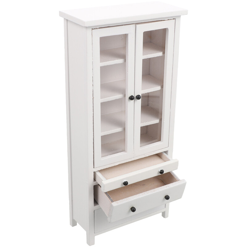 Játékok Dekoráció Házmodell Mini Bútor Miniatűr Szekrény és Kiegészítők 1/12 Babaház Fehér Konyha Miniatűrök