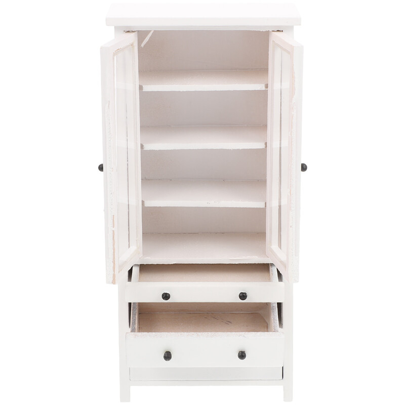 Játékok Dekoráció Házmodell Mini Bútor Miniatűr Szekrény és Kiegészítők 1/12 Babaház Fehér Konyha Miniatűrök