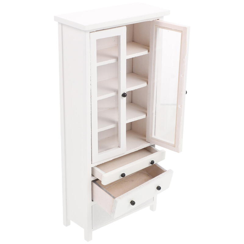 Játékok Dekoráció Házmodell Mini Bútor Miniatűr Szekrény és Kiegészítők 1/12 Babaház Fehér Konyha Miniatűrök