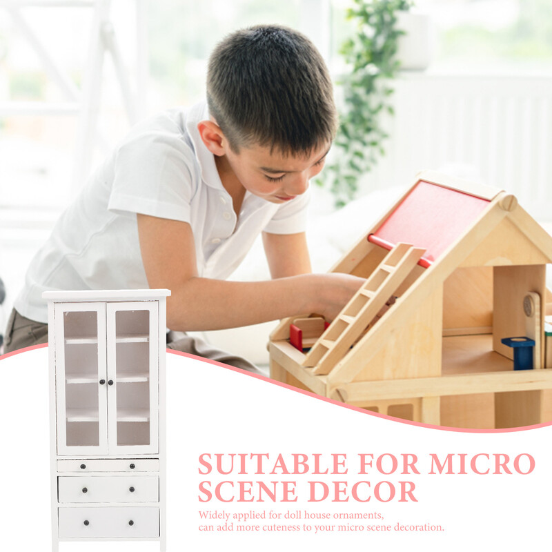 Játékok Dekoráció Házmodell Mini Bútor Miniatűr Szekrény és Kiegészítők 1/12 Babaház Fehér Konyha Miniatűrök