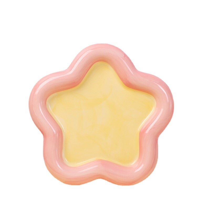 Desszert magas szépségű tányér otthoni asztali légkör dekoráció színes tál körömdíszítő tál macskatál kerámia gabonatál