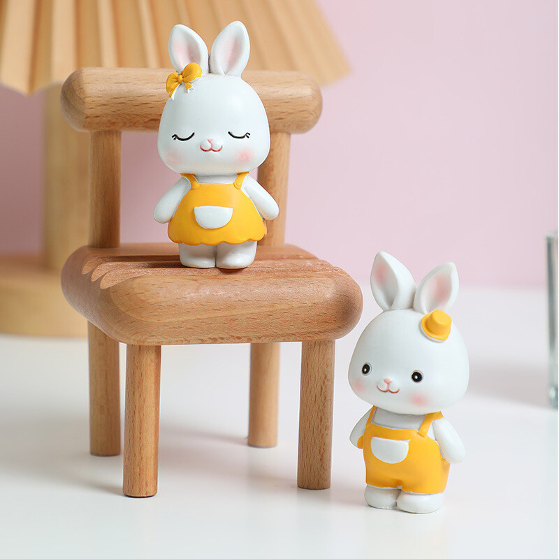 Krásna králičia ozdoba Roztomilá veľkonočná dekorácia Zajačik Miniatúrne figúrky Miniatúrna krajinka Domáca dekorácia Mini králik Model Hračka