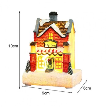 Коледен орнамент за къща Романтично топло светещо осветление от смола Миниатюрен пейзажен модел на къща Издръжлив занаятчийски декор за дома