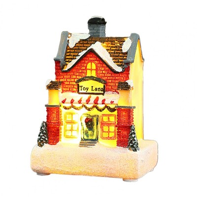 Vianočná ozdoba na dom, romantická teplá žiariaca osvetlená živica, miniatúrny model krajiny, odolný remeselný domáci dekoračný dom