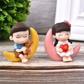 2 ks Mesačný pár PVC romantické figúrky remeselné dekoratívne ozdoby pre bonsaje domáci stôl miniatúry záhradné dekorácie