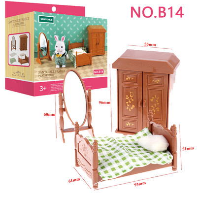 Lesné zvieratá Rodinný nábytok do domčeka pre bábiky 1/12 Miniatúrne hračky pre dievčatá, bábiky, príslušenstvo, spálňa, kúpeľňa, súprava do domčeka pre bábiky