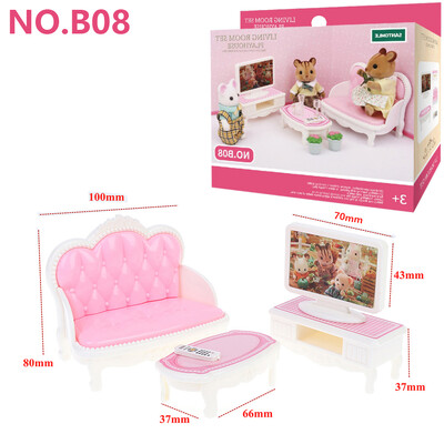 Lesné zvieratá Rodinný nábytok do domčeka pre bábiky 1/12 Miniatúrne hračky pre dievčatá, bábiky, príslušenstvo, spálňa, kúpeľňa, súprava do domčeka pre bábiky