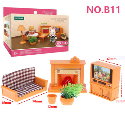 Lesné zvieratá Rodinný nábytok do domčeka pre bábiky 1/12 Miniatúrne hračky pre dievčatá, bábiky, príslušenstvo, spálňa, kúpeľňa, súprava do domčeka pre bábiky