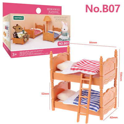Lesné zvieratá Rodinný nábytok do domčeka pre bábiky 1/12 Miniatúrne hračky pre dievčatá, bábiky, príslušenstvo, spálňa, kúpeľňa, súprava do domčeka pre bábiky