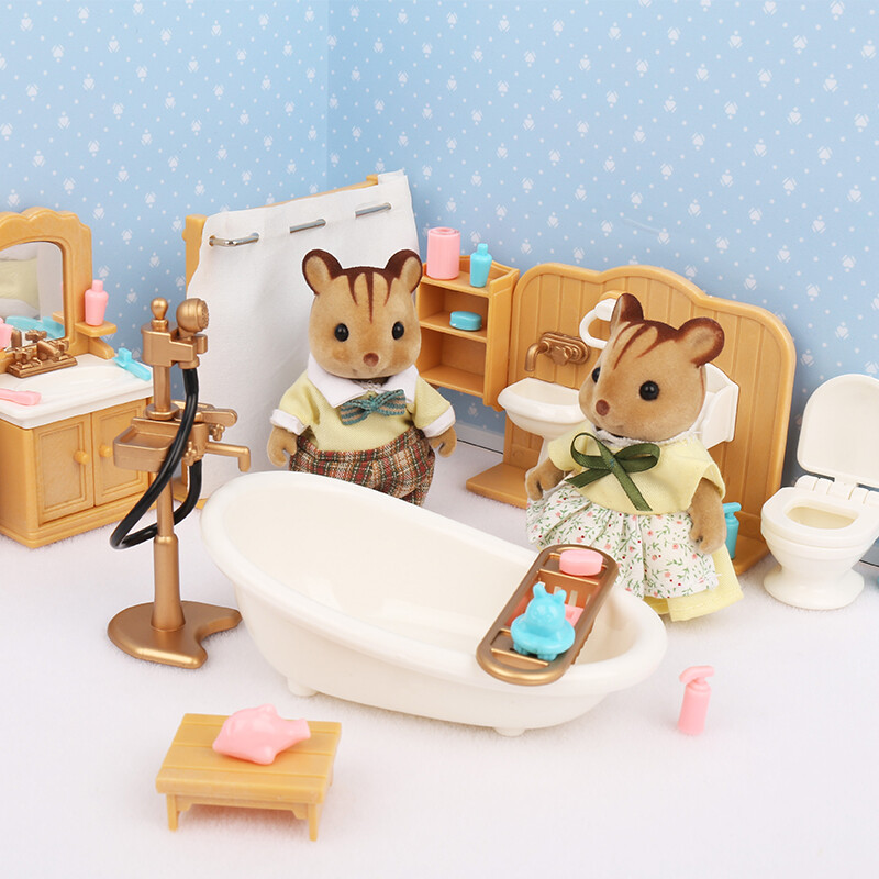 Lesné zvieratá Rodinný nábytok do domčeka pre bábiky 1/12 Miniatúrne hračky pre dievčatá, bábiky, príslušenstvo, spálňa, kúpeľňa, súprava do domčeka pre bábiky