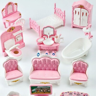 Kiárusítás Aranyos Kawaii Pink 10 tétel/tétel Miniatűr babaház bútor Kiegészítő Gyerekjátékok Konyha Főzés Dolgok Lányoknak Ajándékok