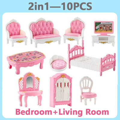 Kiárusítás Aranyos Kawaii Pink 10 tétel/tétel Miniatűr babaház bútor Kiegészítő Gyerekjátékok Konyha Főzés Dolgok Lányoknak Ajándékok