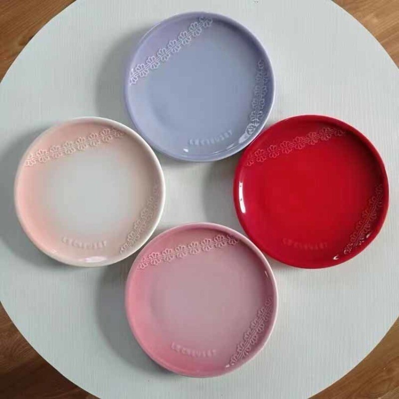 Francia csipke tányér, francia étkészlet, kerámia háztartási tányér, desszerttál, reggeliző étkészlet