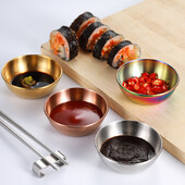 Nerezová miska na omáčku, korenie, horúci hrniec, miska na namáčanie, malá miska na omáčku, sushi ocot, sójový tanier, tácka na predjedlá