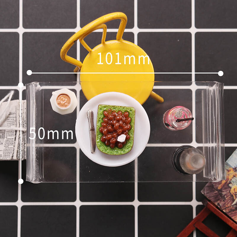 1vnt 1:12 Lėlių namelis Mini skaidrus kavos staliukas Svetainė Laisvalaikis PVC Stalas Mini Modelis Scena 101 * 50 * 50 Mm