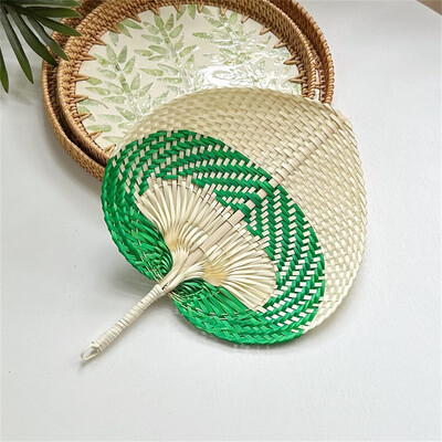 1 vnt. Rankų darbo šiaudeliais austos vėduoklės amatų vasaros aušinimo ventiliatorius bambuko palmės lapelis rankomis austas rankų ventiliatorius namų vestuvių dekoravimas